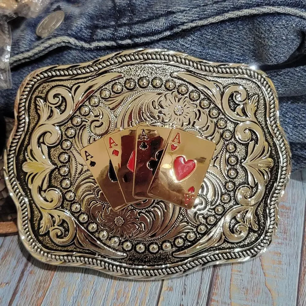 Four aces western belt buckle